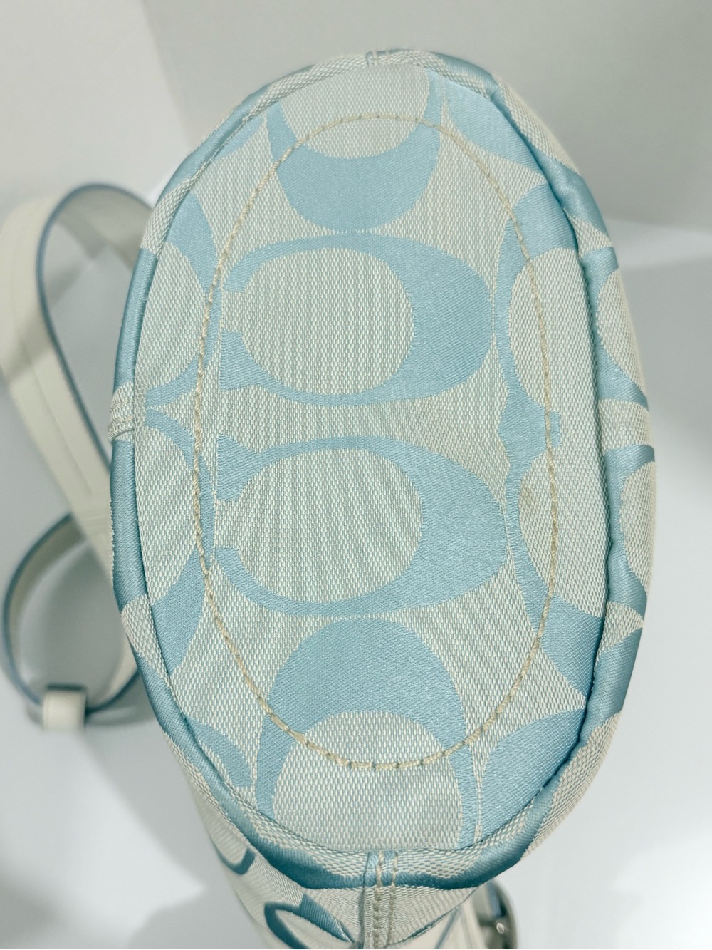 Coach F13358 Signature Bucket Bag Blue & White Canvas Leather Crossbody - Picture 12 of 12